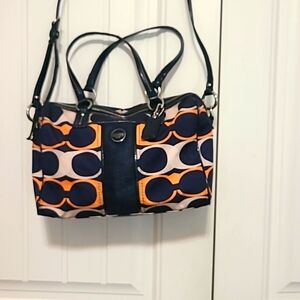 Coach bag/satchel,med. size,color:blue,orange and beige.